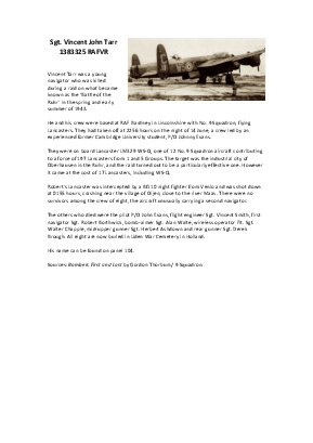 A preview of a PDF biography for Tarr, Vincent John
